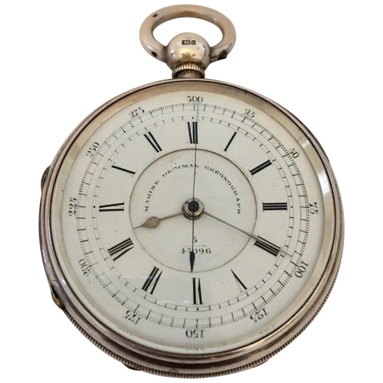 Antique Silver Marine Decimal Chronograph Pocket Watch at 1stDibs
