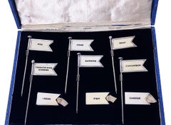Antique Silver Menu Hors d'oeuvres Sandwich Labels, Birmingham, 1928
