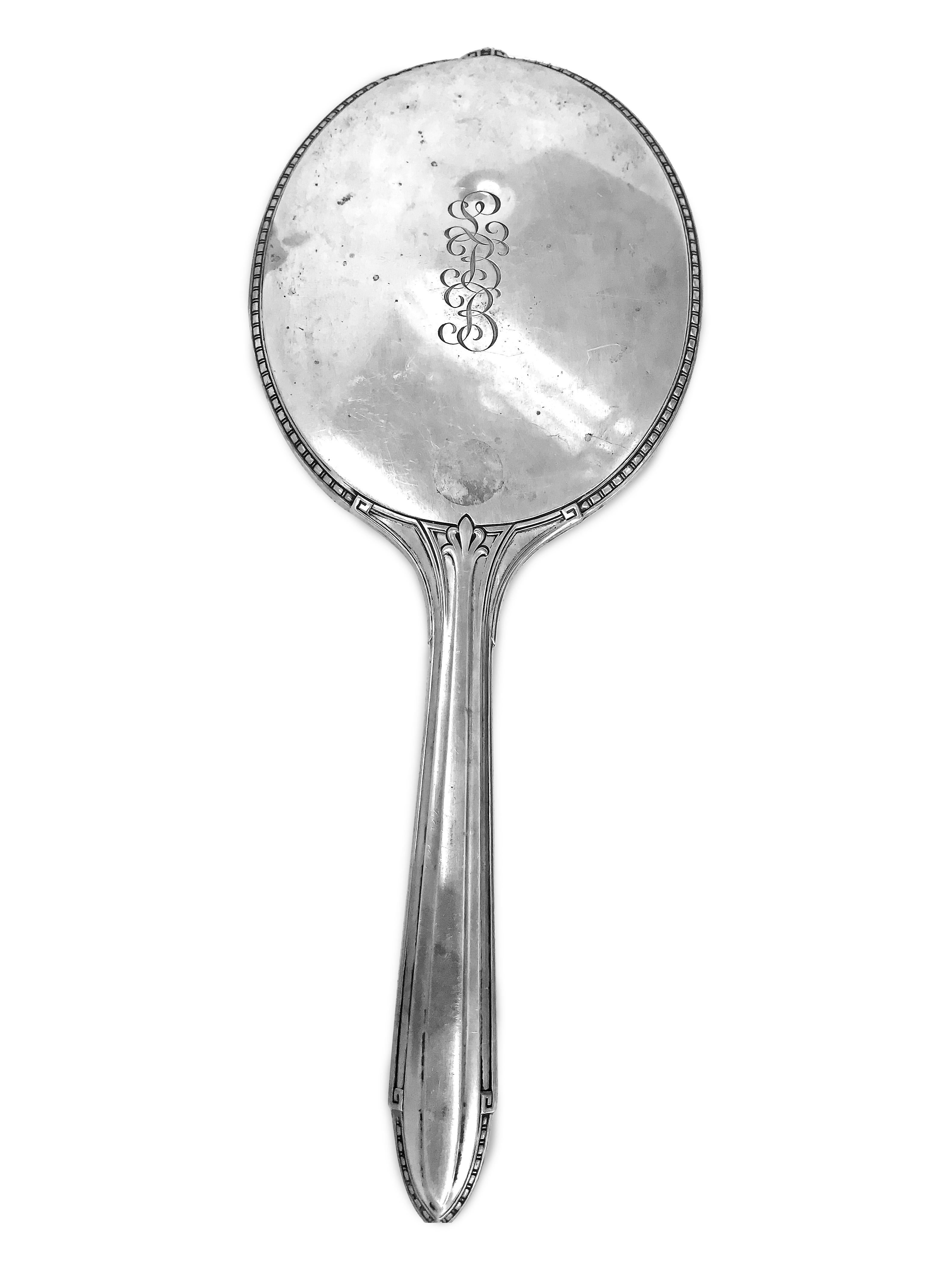 Antique Silver Mirror Gorham Sterling im Zustand „Relativ gut“ im Angebot in Jackson Heights, NY