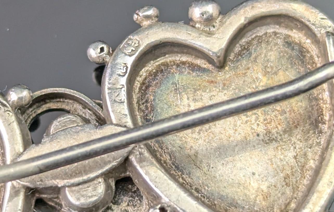 Antique silver Mizpah brooch, Key to my Heart For Sale 2