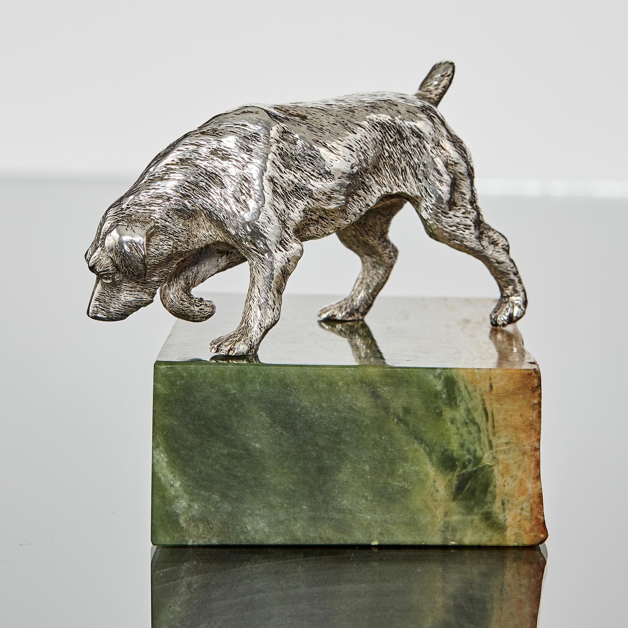 Cast Antique Silver Model of an English Spaniel
