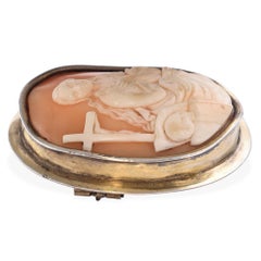 Antique Silver "Momento Mori" Cameo Brooch