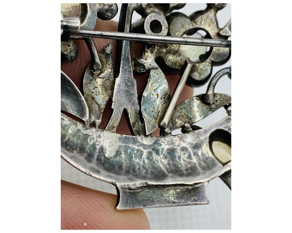 Antique Silver Moonstone And Ruby Flower Basket B… - image 8