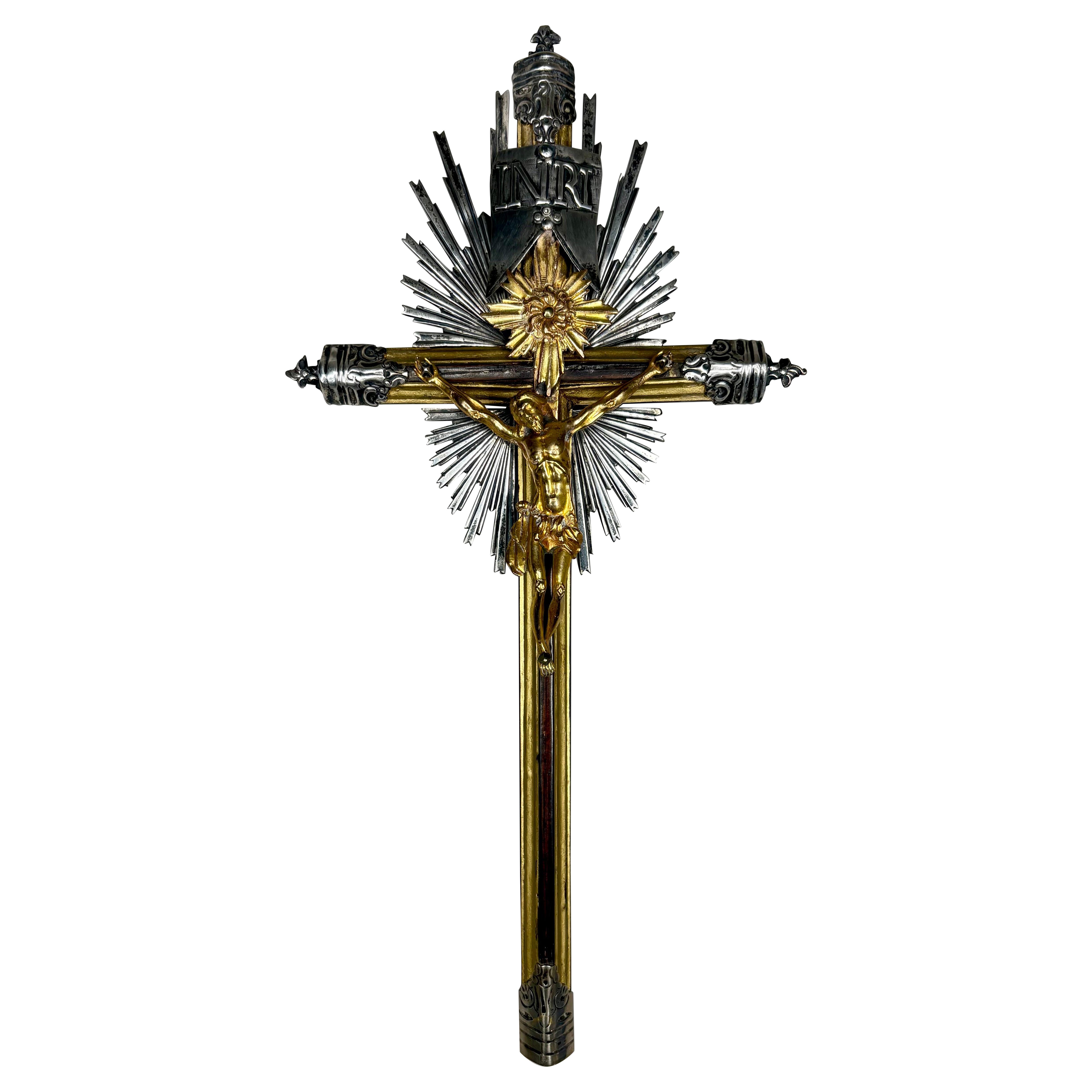 Antique silver-mounted crucifix For Sale