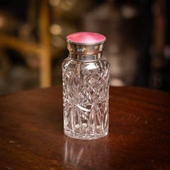 Antique Silver Mounted Guilloché Enamel Jar by Adie Brothers, 1927
