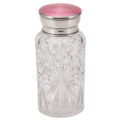Antique Silver Mounted Guilloché Enamel Jar by Adie Brothers, 1927
