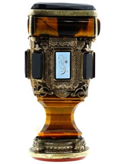 Antique Silver Mounted Tigers Eye Agate Cameo Seal