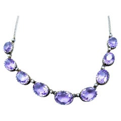 Antique silver necklace with amethysts, Scandinavia, early 20th century.