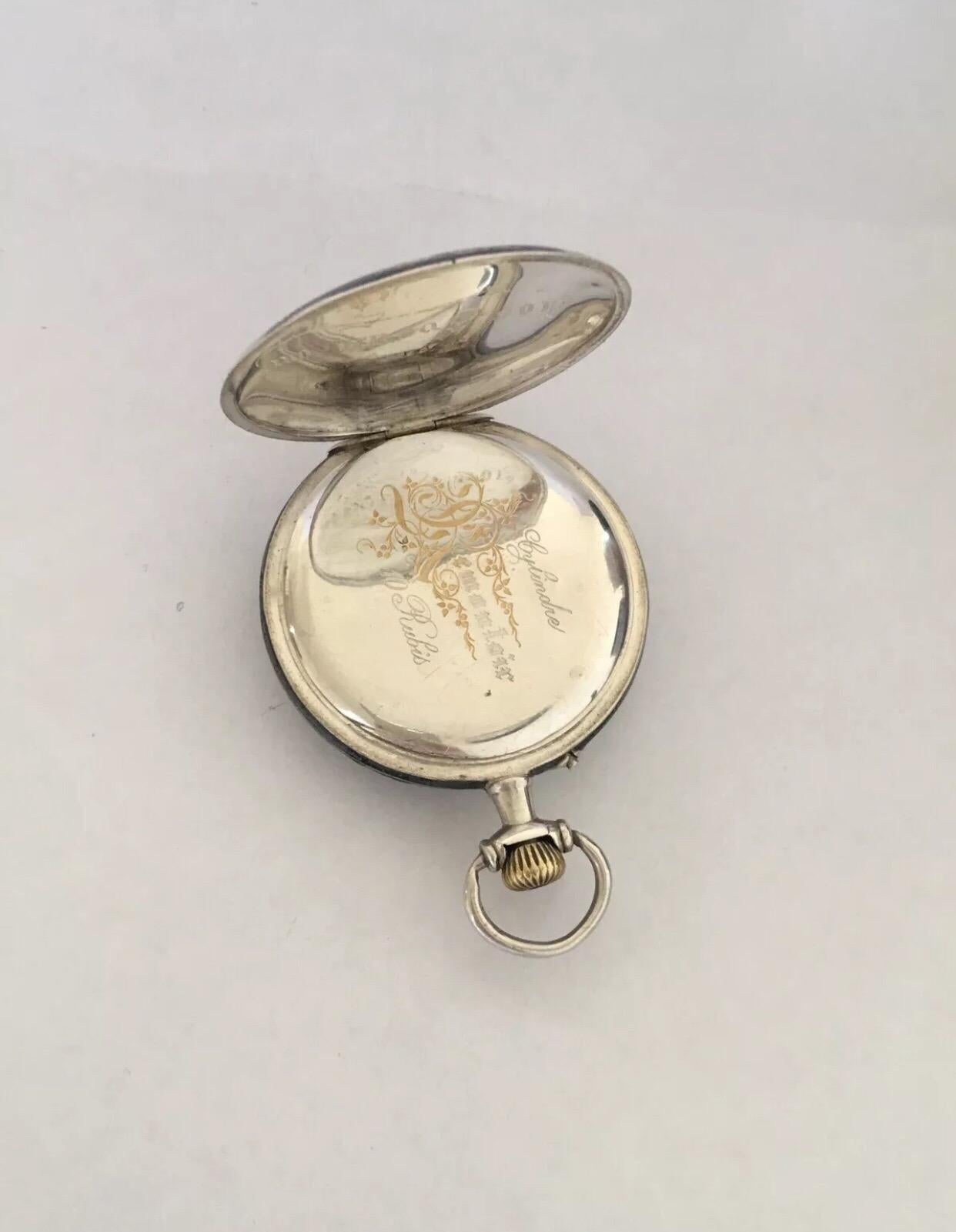 Montre de poche ancienne à boîtier en argent niellé gravé État moyen - En vente à Carlisle, GB