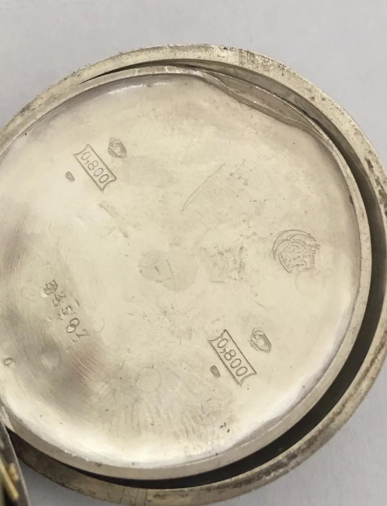 Montre de poche ancienne à boîtier en argent niellé gravé en vente 5