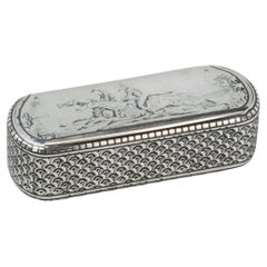 Antique Silver Niello Snuffbox With Racing Scene On The Lid