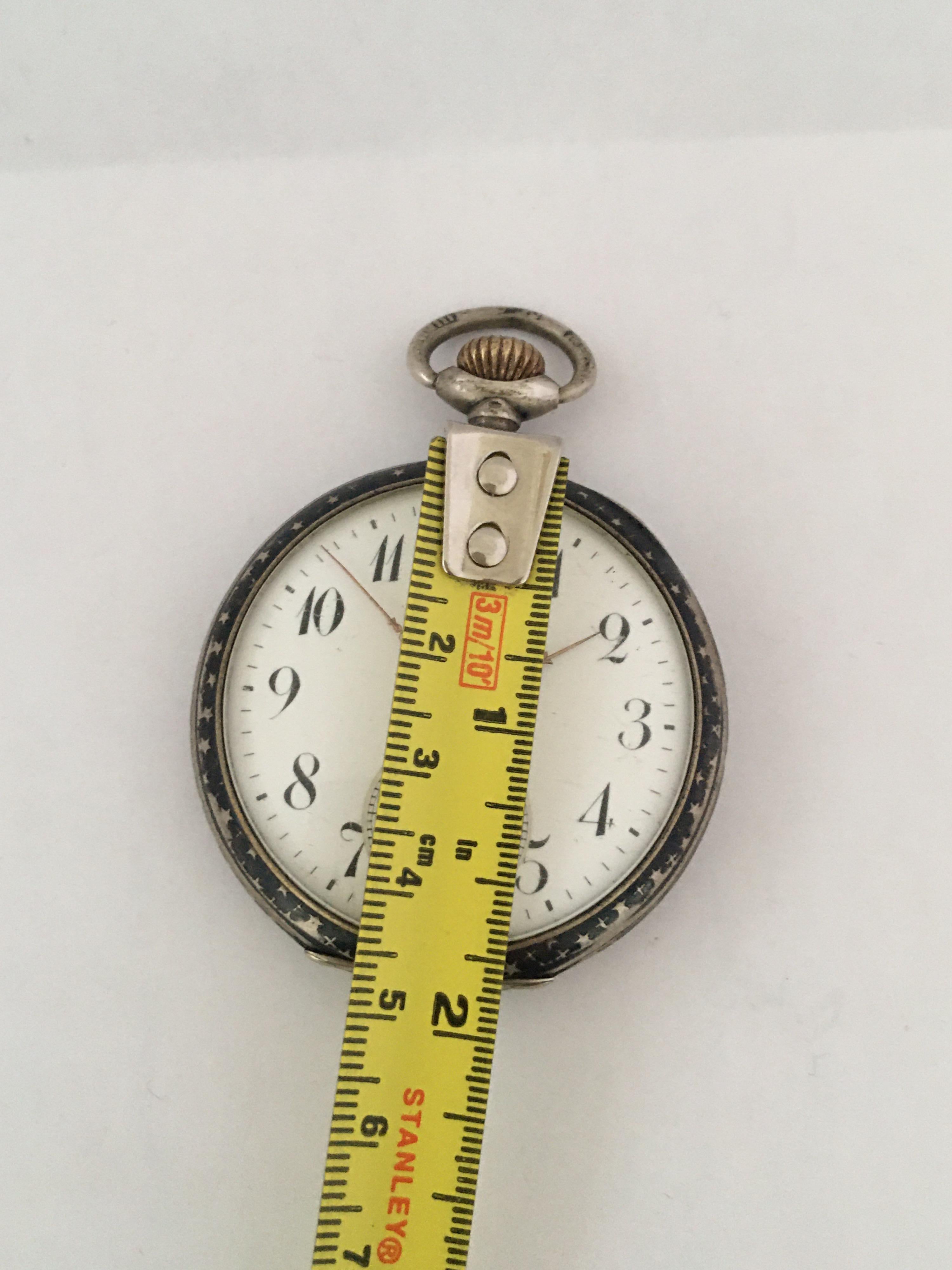 Antique Silver Niello Stem-Wind Pocket Watch For Sale 7