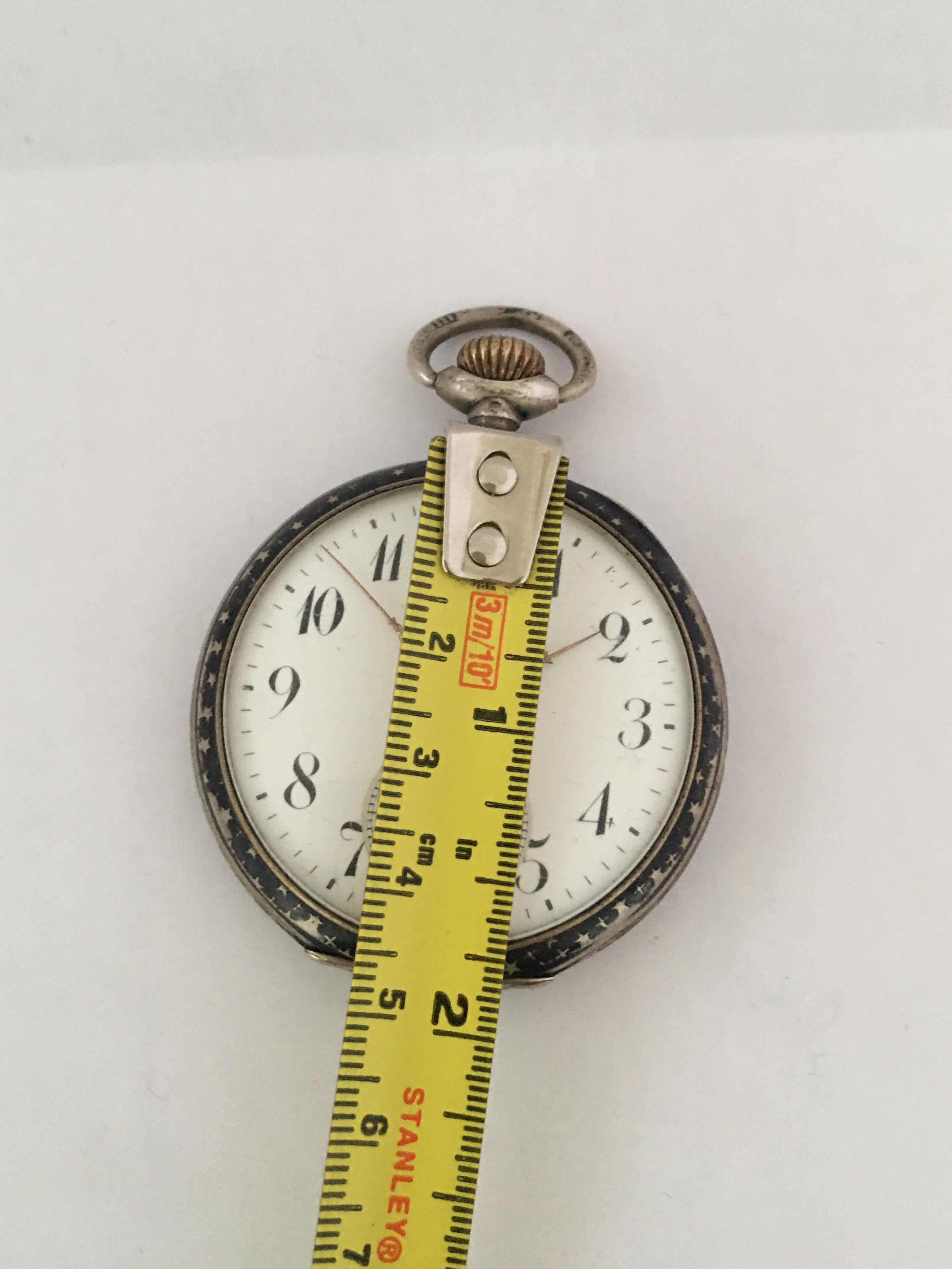 Antique Silver Niello Stem-Wind Pocket Watch For Sale 9