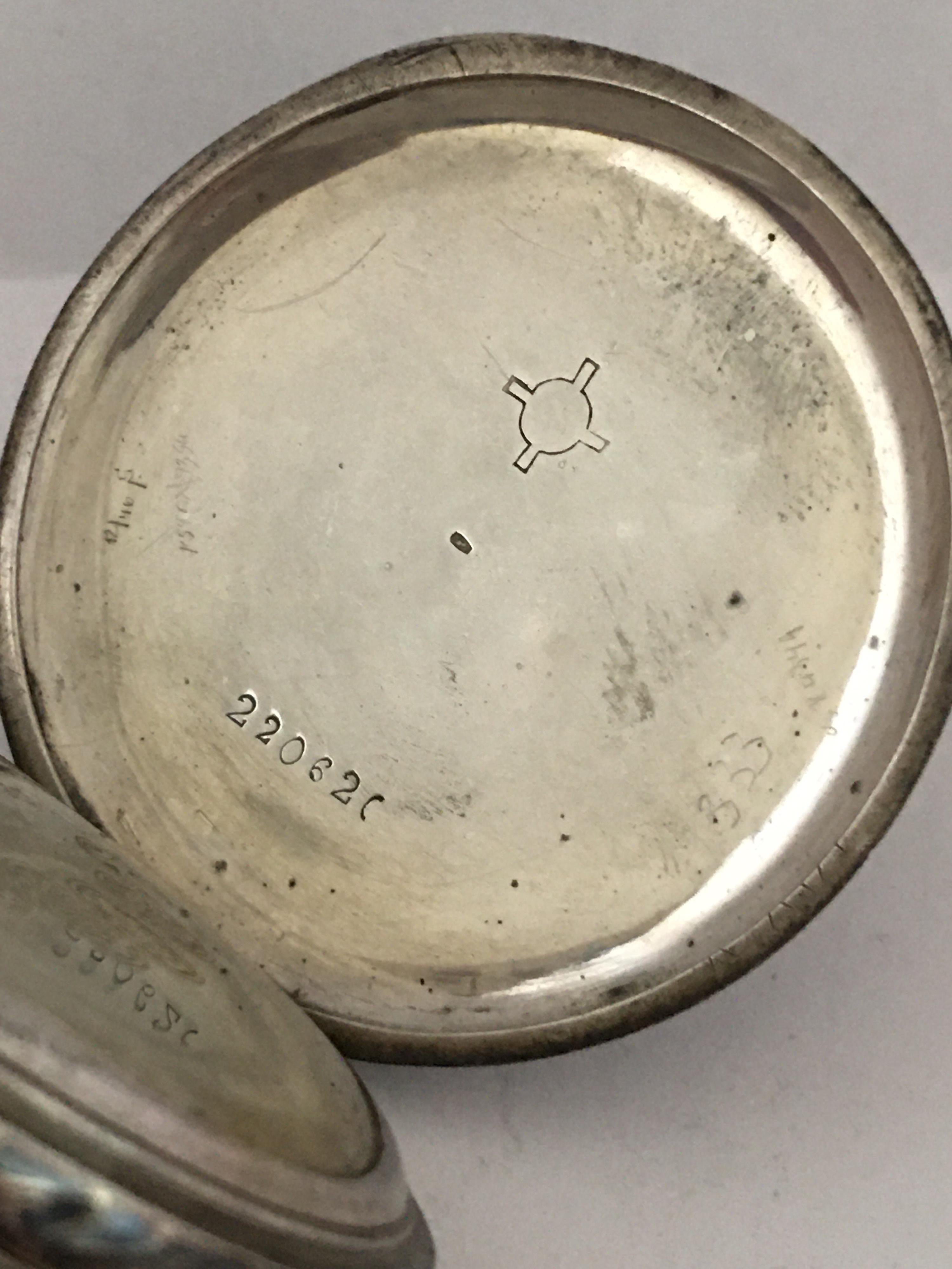 Antique Silver Niello Stem-Wind Pocket Watch For Sale 1