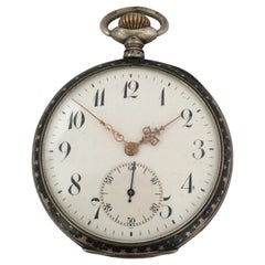 Antique Silver Niello Stem-Wind Pocket Watch