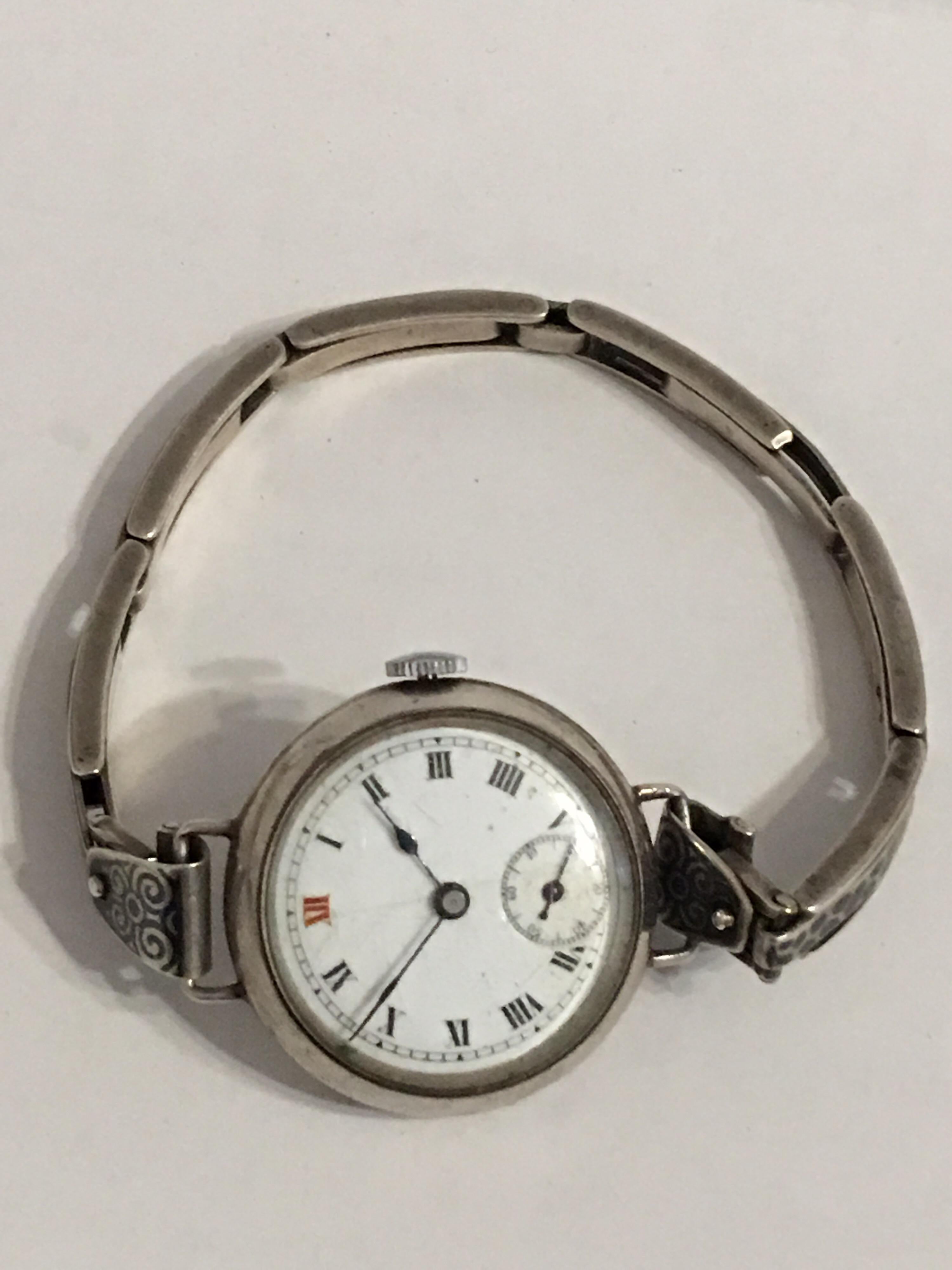Antique Silver and Niello Trench Watch For Sale 2
