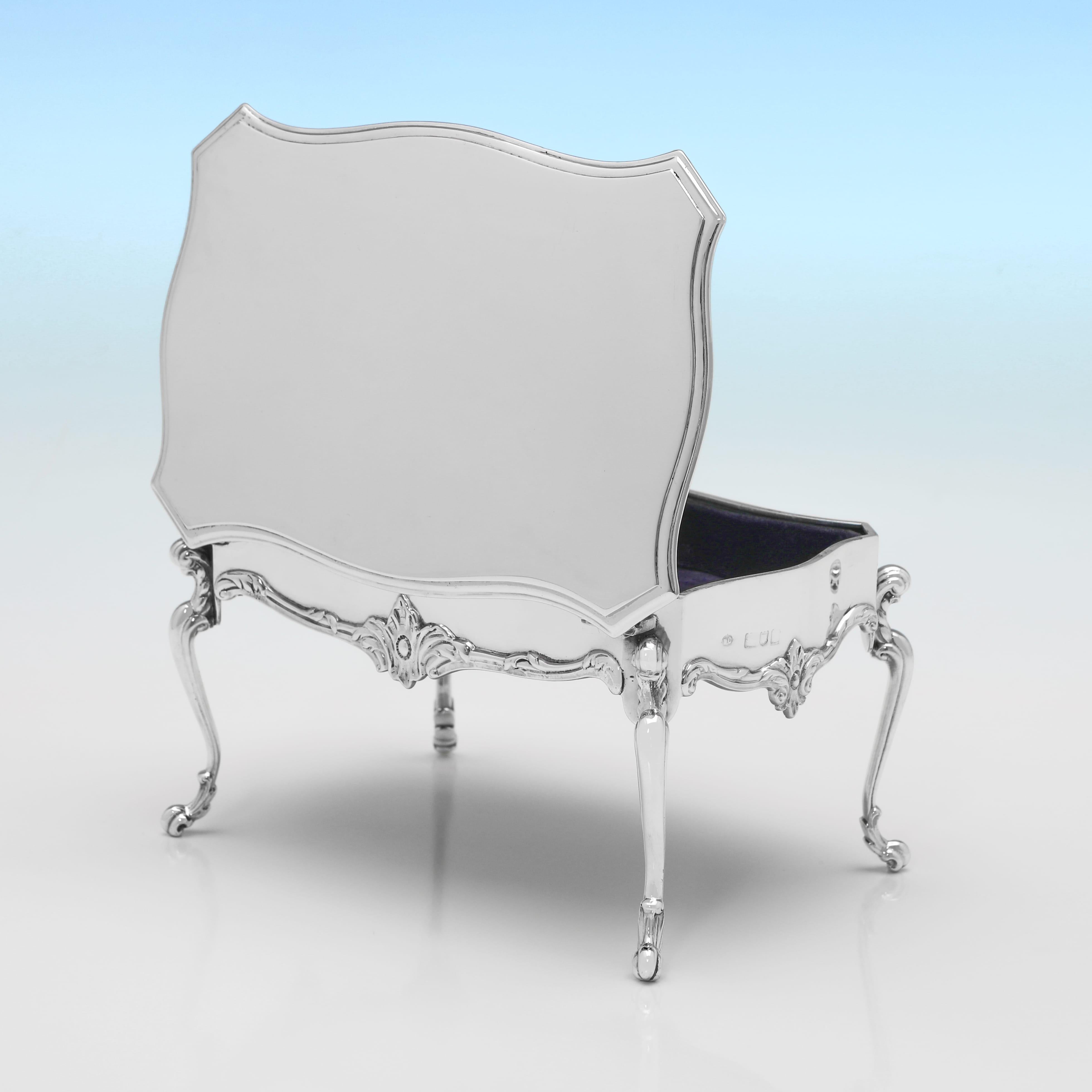Edwardian Antique silver novelty jewellery box modelled as a Queen Anne cabriole leg table