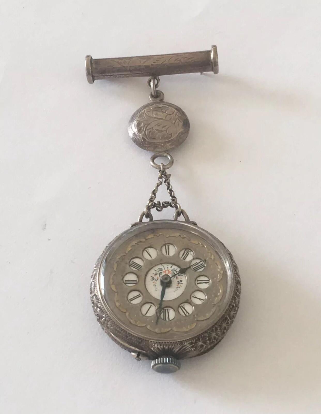 Antique Silver Nurses Fob Watch 4