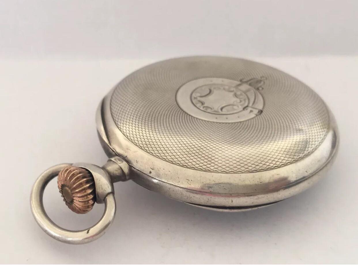 Antike Silber Omega Taschenuhr aus Silber 4