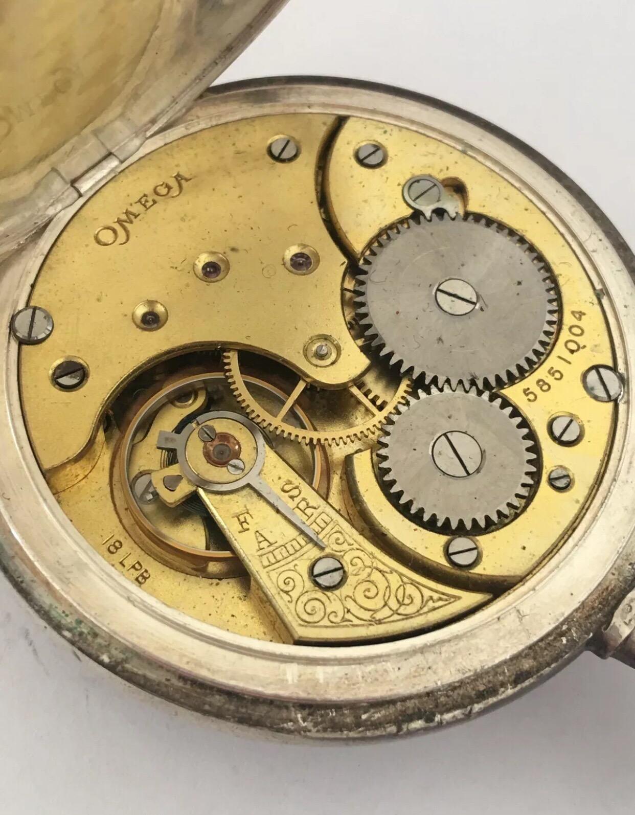 Antike Silber Omega Taschenuhr aus Silber im Zustand „Gut“ in Carlisle, GB