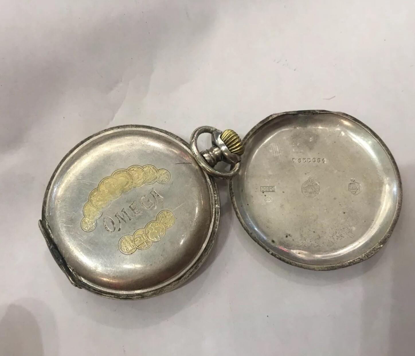 Antique Silver Omega Pocket Watch In Fair Condition In Carlisle, GB
