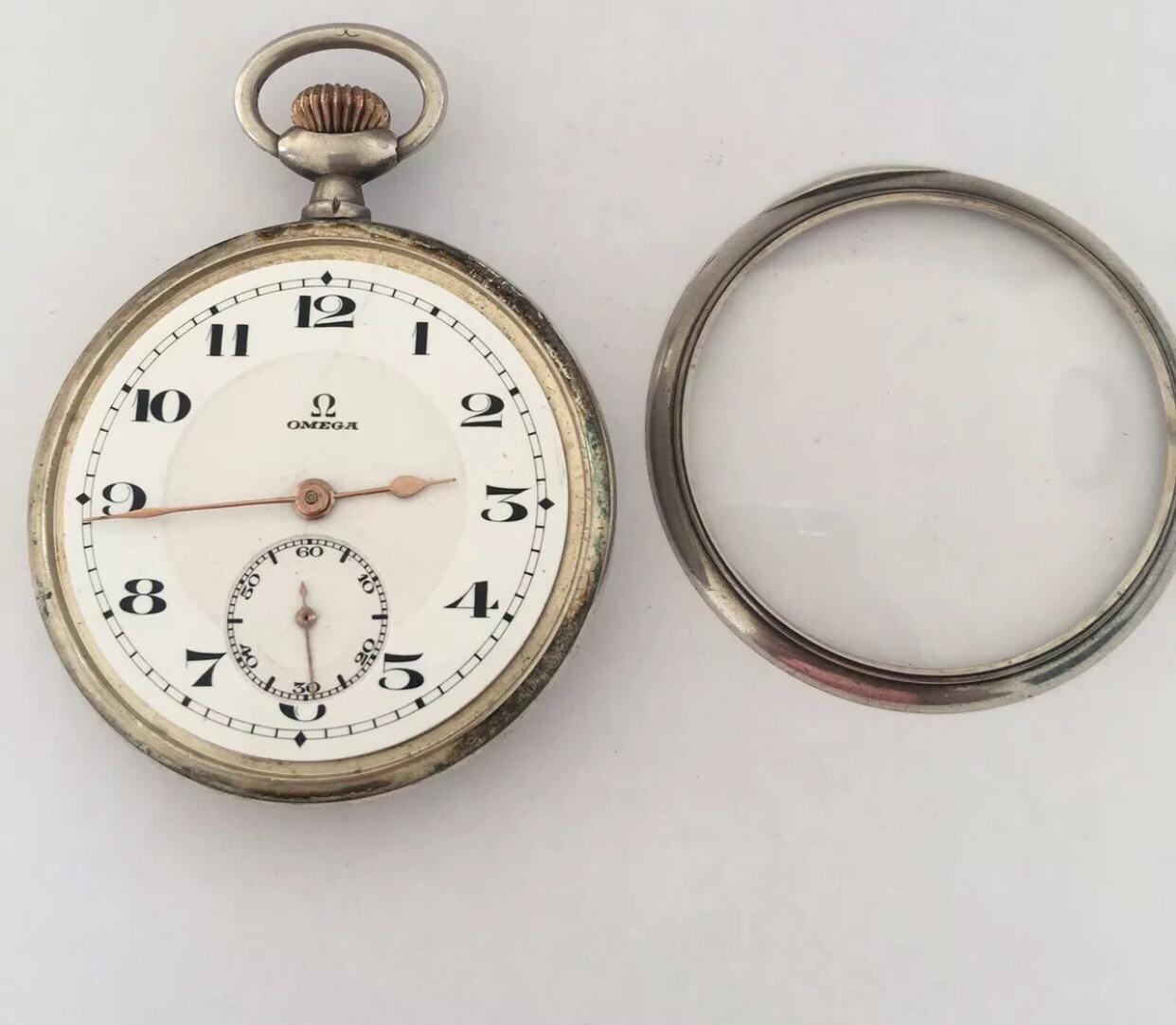 Antike Silber Omega Taschenuhr aus Silber 1