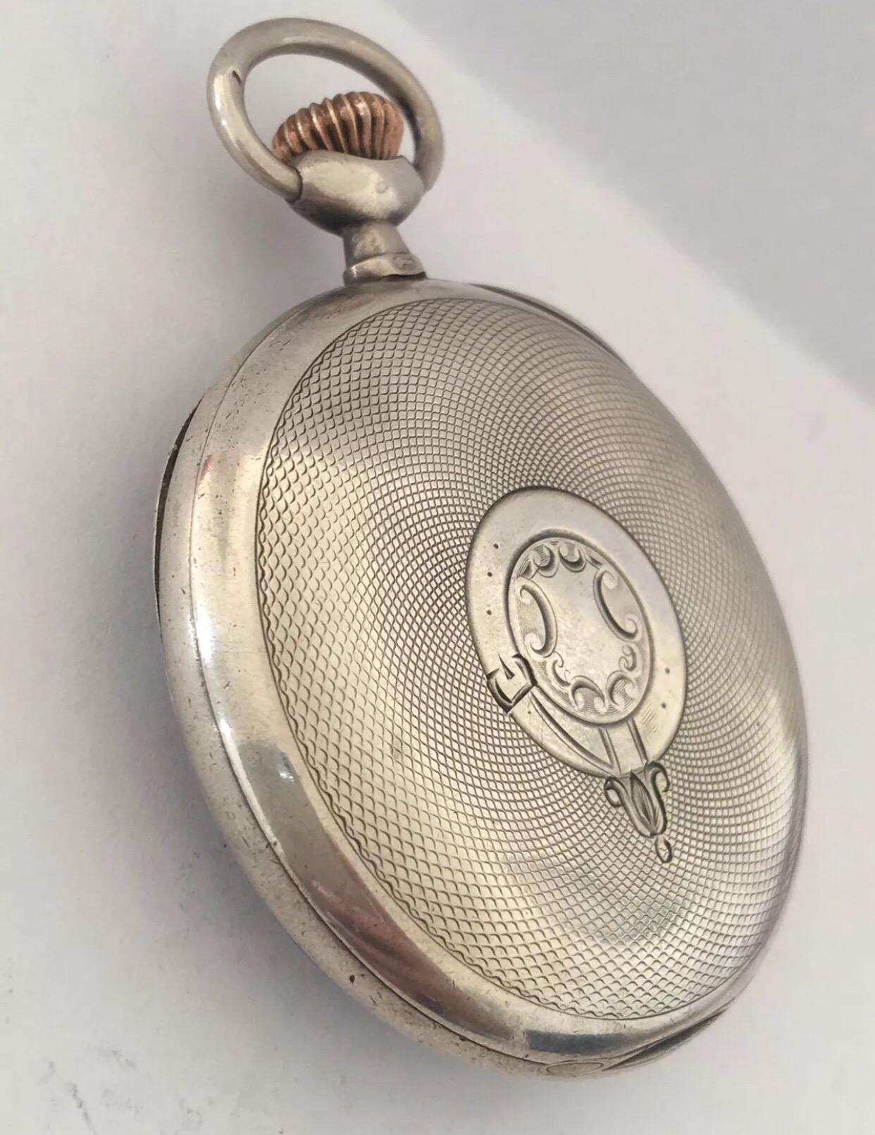 Antike Silber Omega Taschenuhr aus Silber 2