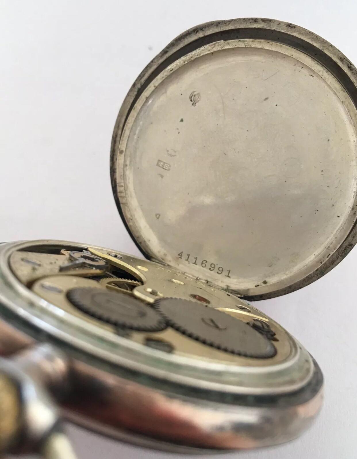Antike Silber Omega Taschenuhr aus Silber 2