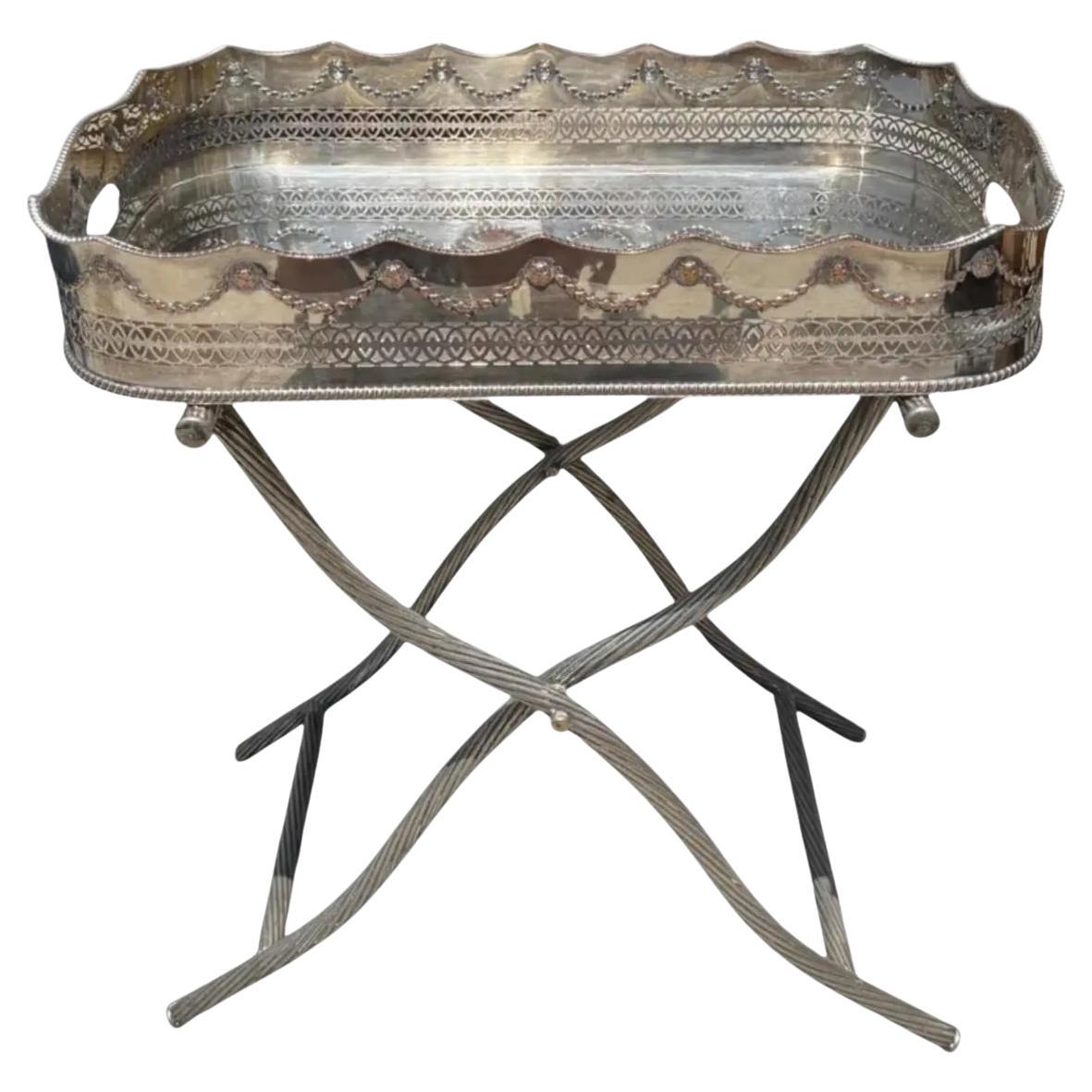 Antike Silber auf Kupfer Cocktail oder Tee & Kaffee Tablett Tisch im Angebot