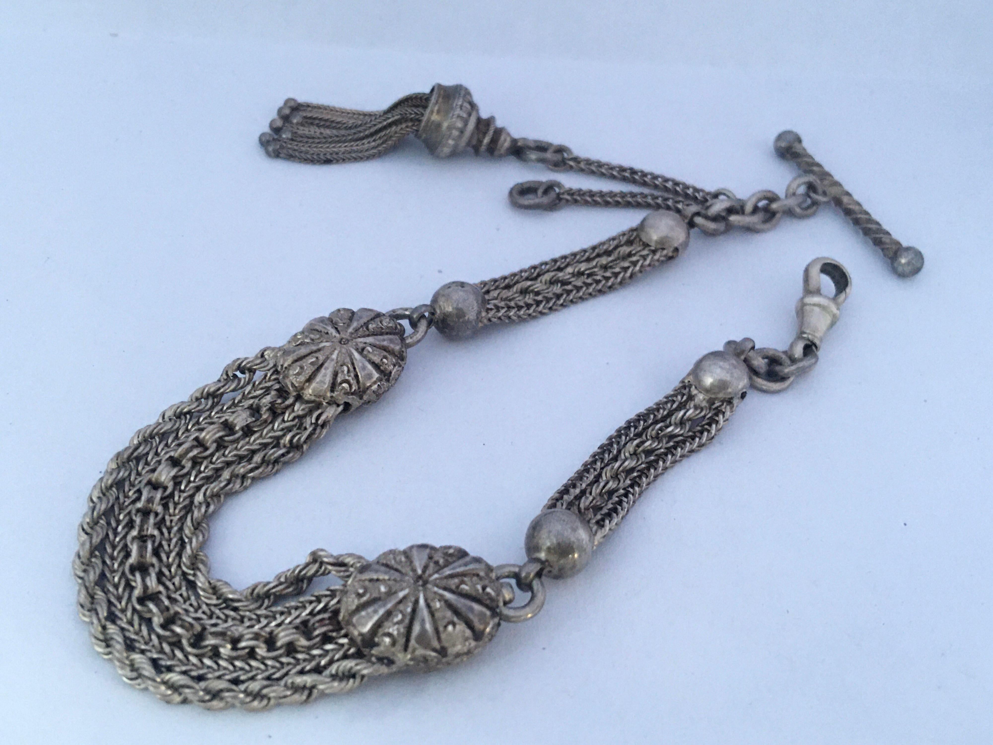 This beautiful antique pocket watch chain is in good condition. Please study the images carefully as form part of the description. 
