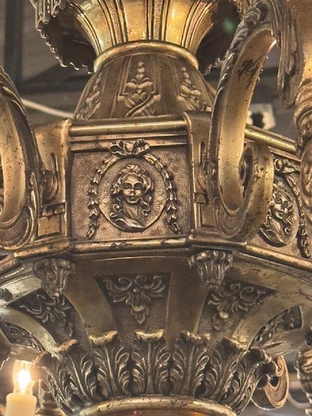 Lampadario in bronzo e argento antico di Caldwell In condizioni buone in vendita a Dallas, TX