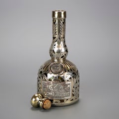 Antique Silver Over Glass Gran Marnier Liquor Bottle by Christofle, Circa 1900