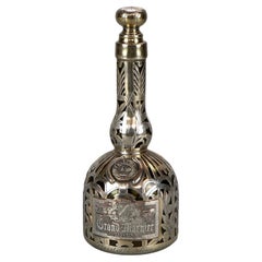 Antique Silver Over Glass Gran Marnier Liquor Bottle by Christofle, Circa 1900