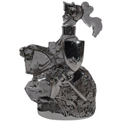 Antique Silver Overlay Novelty Knight Errant Decanter