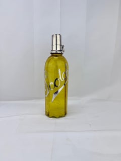 Antique Silver Overlay "Scotch" Bottle W/ Locking Mechanism & Shot Glass
