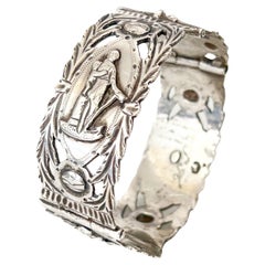 Antique Silver Panel Bracelet with Biblical Figures