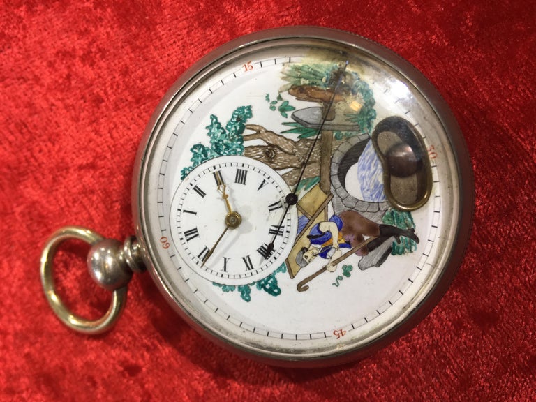 Antique Silver Pendulum Swinging Pocket Watch For Sale at 1stdibs
