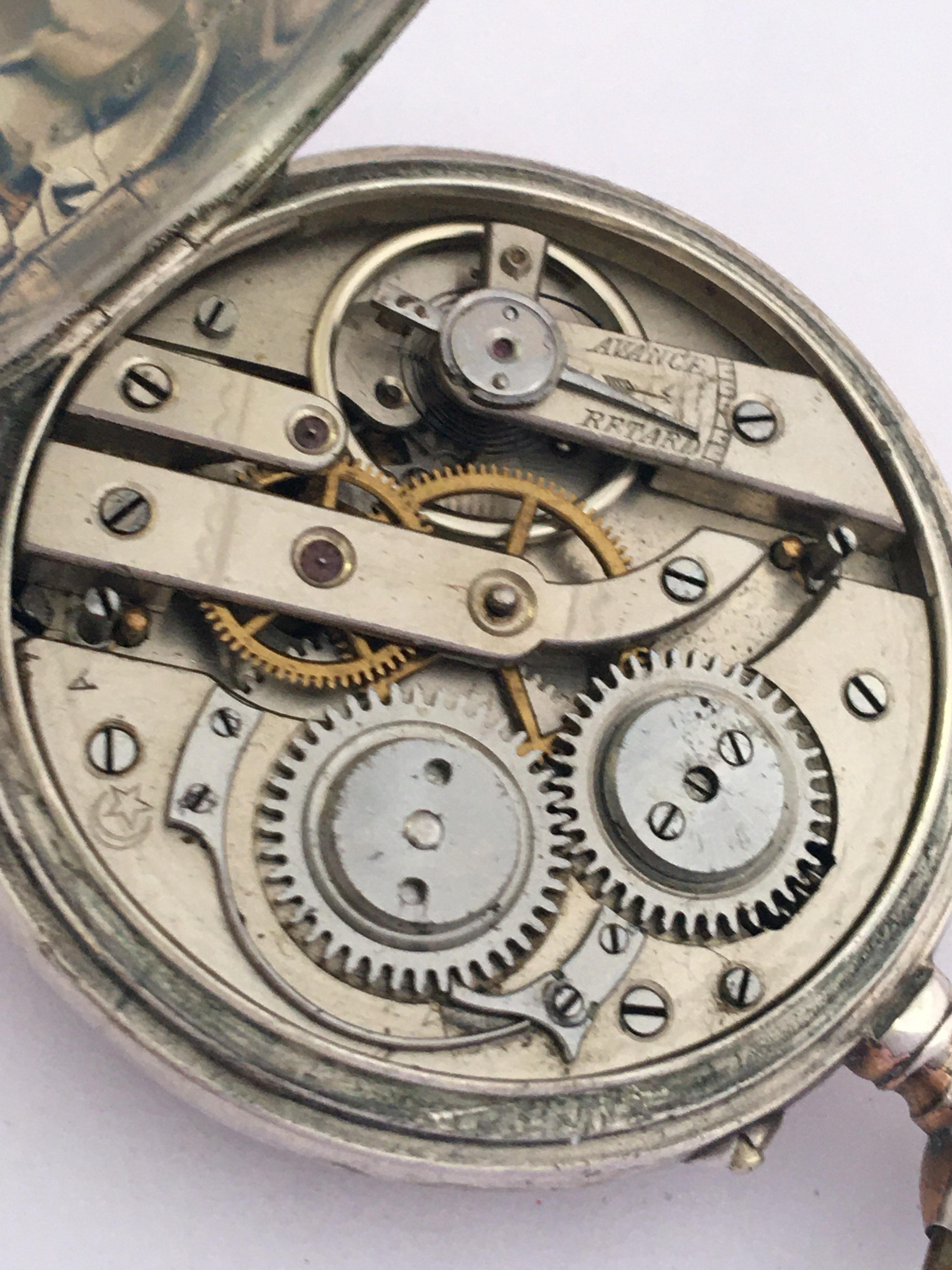 Antike Silber Pin Set Handaufzug Taschenuhr im Angebot 2