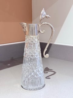 Brocca d'argento antica, brocca di cristallo CLARET JUG Boccetta di cristallo decorativa Argento Itay