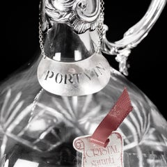 Antique Silver Pitcher, Crystal CLARET JUG Decorative Crystal Flask Silver Itay