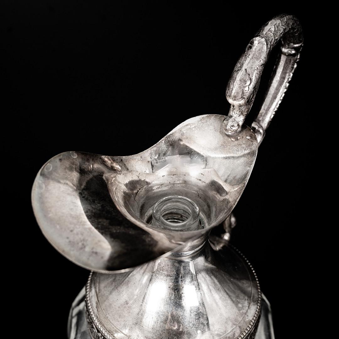 Jarra de Plata Antigua, Jarra de Cristal CLARET Jarra de Cristal Decorativa Itay de Plata Art Decó
