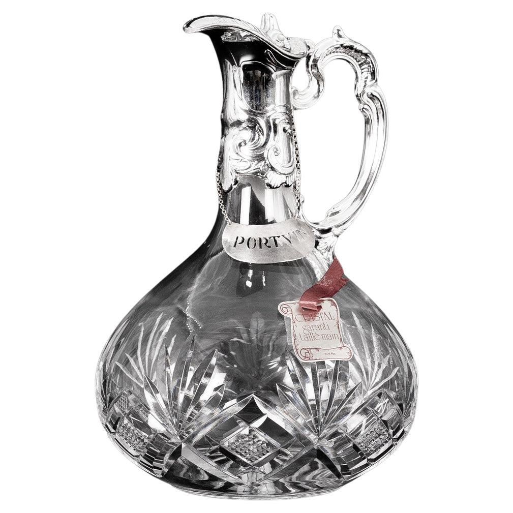 Brocca d'argento antica, brocca di cristallo CLARET JUG Boccetta di cristallo decorativa Argento Itay