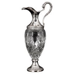 Jarra de Plata Antigua, Jarra de Cristal CLARET Jarra de Cristal Decorativa Itay de Plata