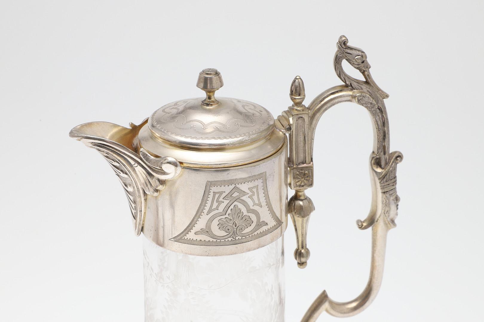 Jarra de Plata Antigua, JARRA DE CLARET Decorativa Frasco de Cristal Itay de Plata Art Decó en venta