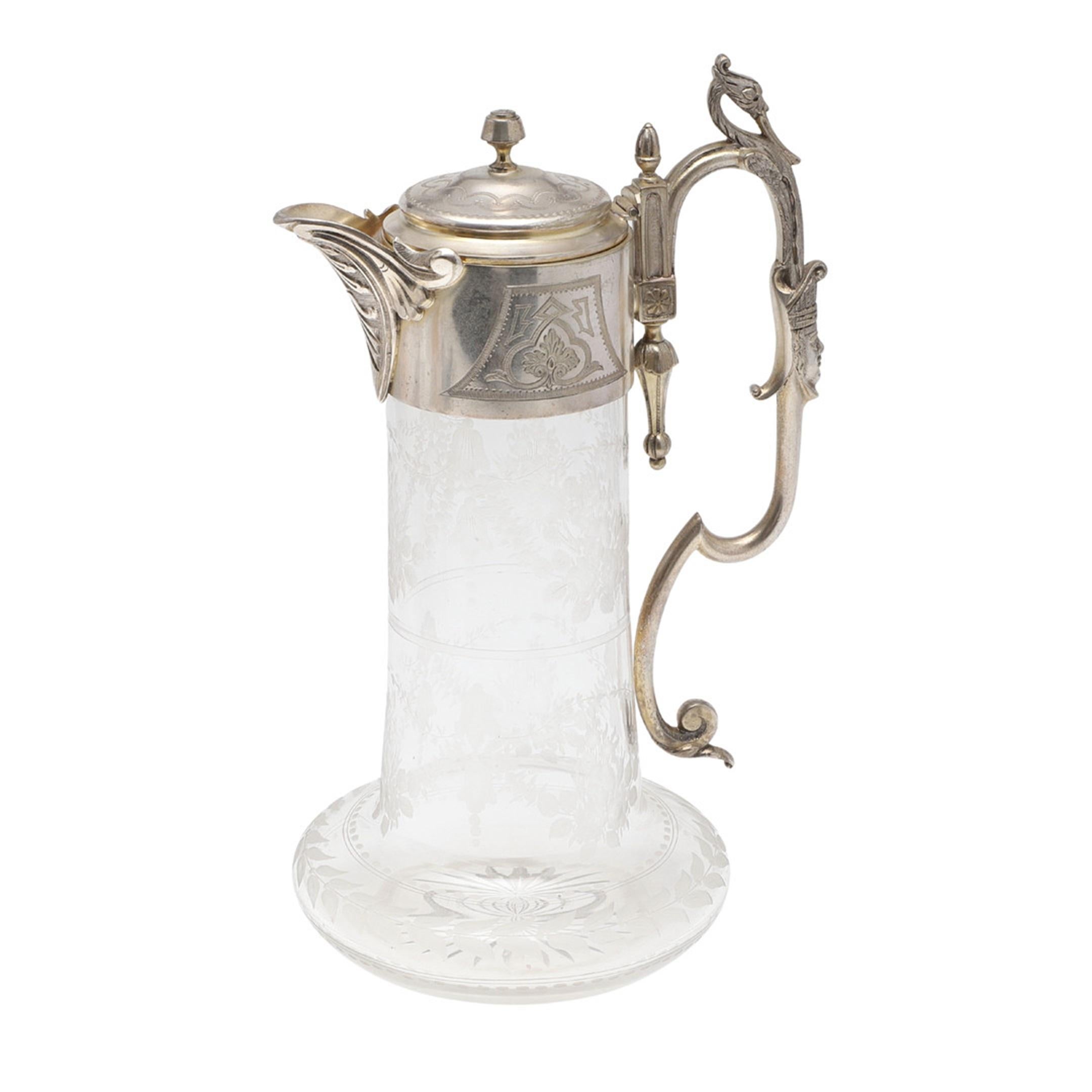Jarra de Plata Antigua, JARRA DE CLARET Decorativa Frasco de Cristal Itay de Plata Tallado en venta