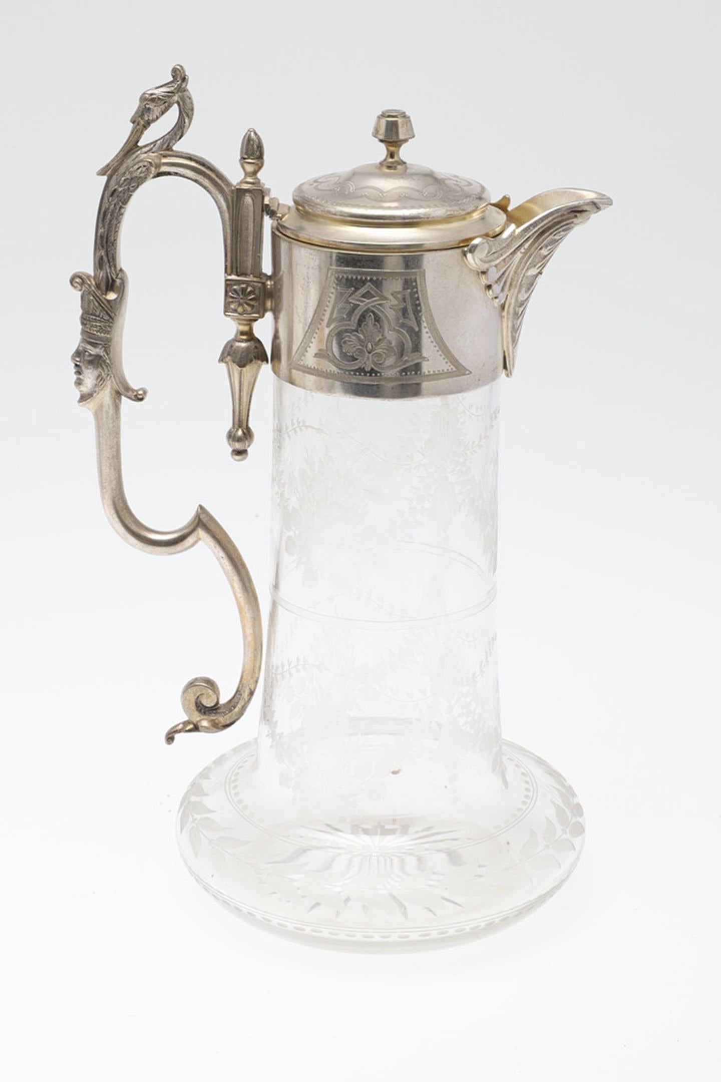 Jarra de Plata Antigua, JARRA DE CLARET Decorativa Frasco de Cristal Itay de Plata en Excelente estado para la venta en Wembley, GB