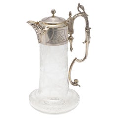 Jarra de Plata Antigua, JARRA DE CLARET Decorativa Frasco de Cristal Itay de Plata