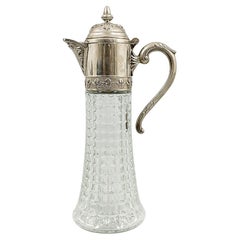 Jarra de plata antigua, Italia Jarra de cristal CLARET Frasco de cristal decorativo Plata