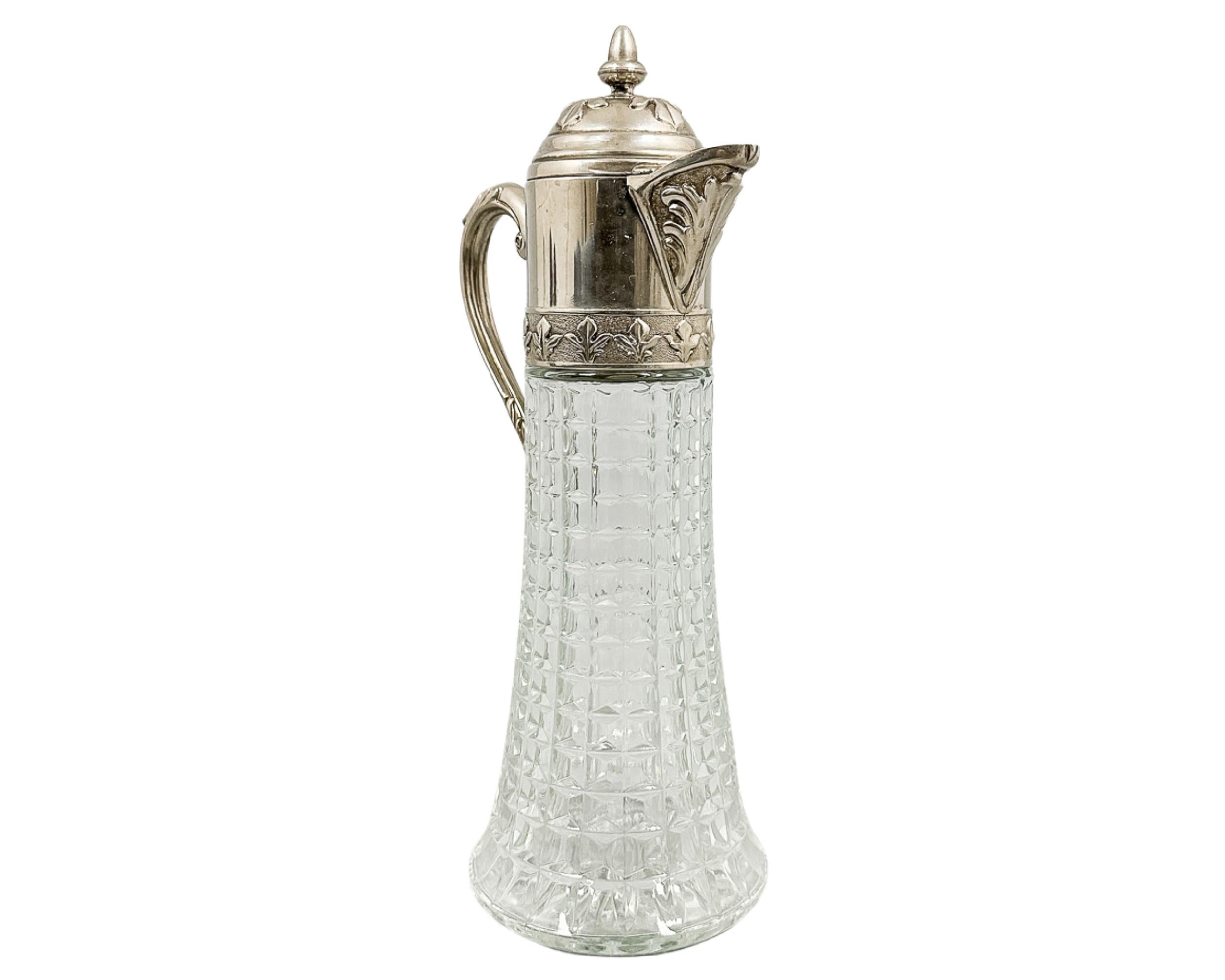 Pichet en argent ancien, Italie Crystal CLARET JUG Decorative Crystal Flask Silver Excellent état - En vente à Wembley, GB