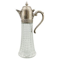 Antiker Silberkrug, Italien, Kristall CLARET JUG, dekorativer Kristall-Flask-Silberkrug